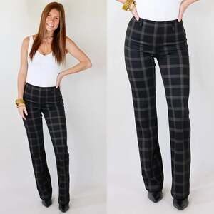 Lyssé New York Women's Plaid Baby Bootcut Ponte Pants